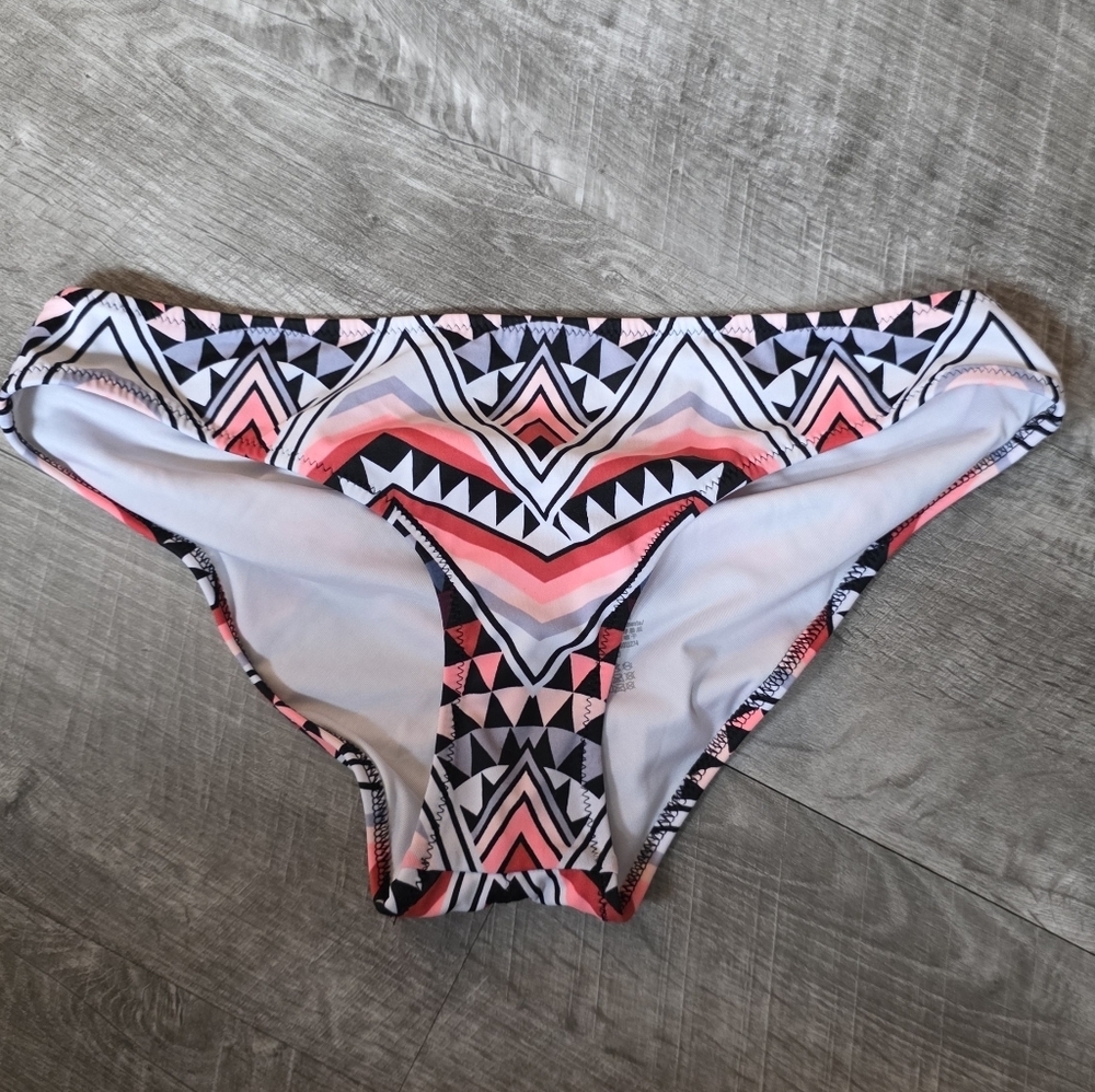 PINK Victoria's Secret Black and Pink Geometric Bikini Bottom - Picture 1 of 5